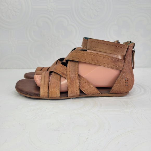 Bed Stu Shoes - Bed Stu Roan Womens Tan Leather Gladiator Caged Flat Sandals Back Zip Boho Sz 9?